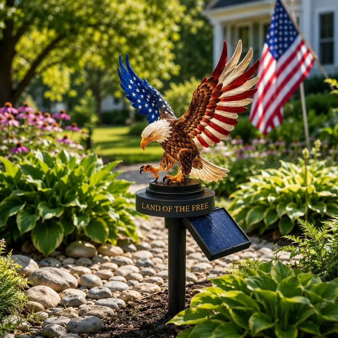 🔥Solar Eagle Garden Light – A Glowing Tribute to American Freedom