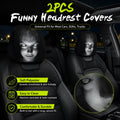 🔥😆 Funny Cartoon Car Headrest Covers – 2PCS Universal Fit 🚗