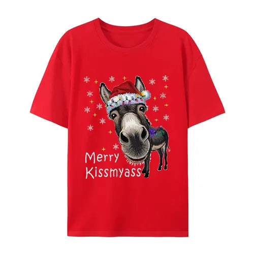 🎄 Funny Donkey Merry Kissmyass Christmas T-Shirt