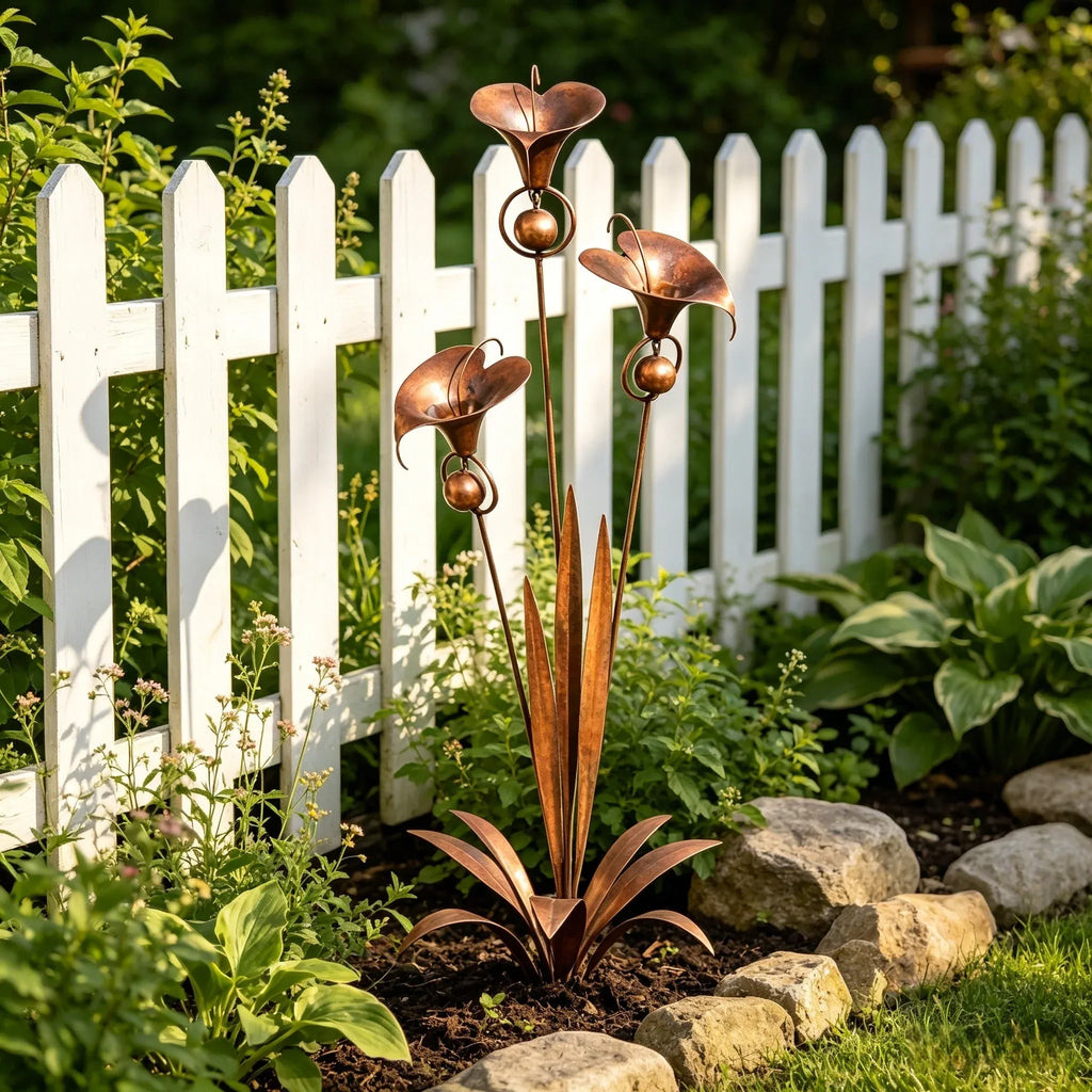 🏡Flamed Three Calla Lilies Garden Stake with Bells-yy