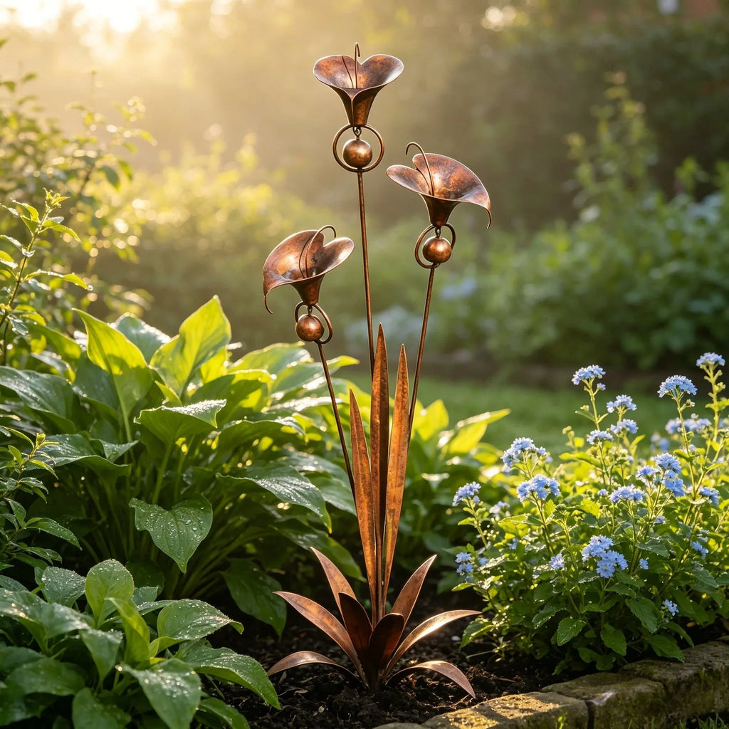 🏡Flamed Three Calla Lilies Garden Stake with Bells-yy